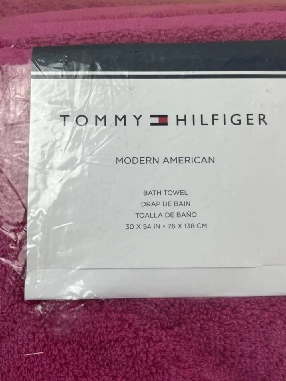 Hilfiger Solid Modern American Bath Towel Raspberry Rose 30 x 54 IN 100% Cotton